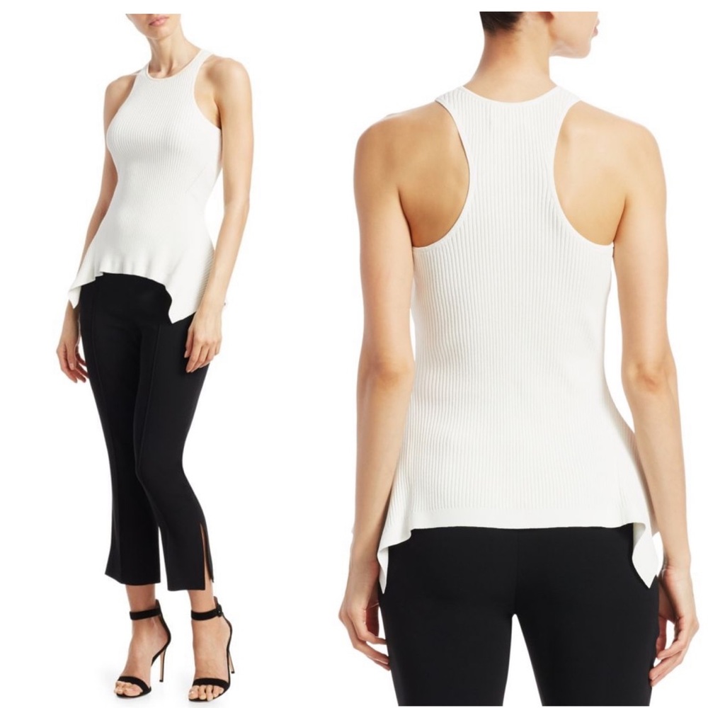 Cinq a Sept Ellen Sleeveless Rib Crepe Knit Peplum Top NWT $225 - Picture 3 of 16